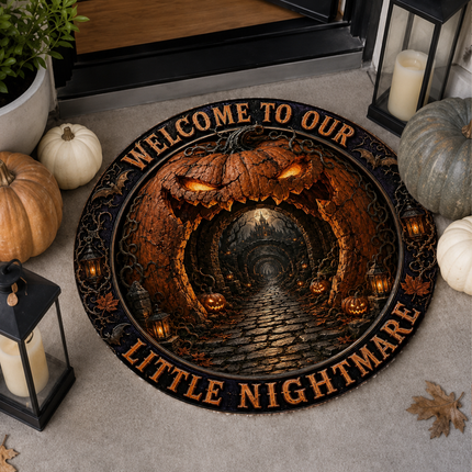 Halloween Round Rug Welcome To Our Little Nightmare Doormat