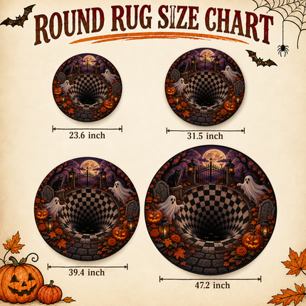 Halloween Round Rug Ghost Pumpkin Haunted Portal Doormat