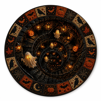 Halloween Round Rug Ghost Spiral Tunnel Doormat