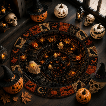 Halloween Round Rug Ghost Spiral Tunnel Doormat