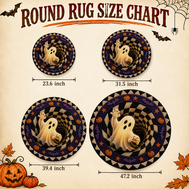 Halloween Round Rug Ghost Optical Illusion Doormat