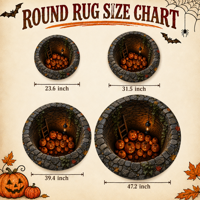 Halloween Round Rug Pumpkin Well Jack O Lantern Doormat