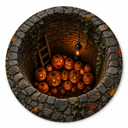 Halloween Round Rug Pumpkin Well Jack O Lantern Doormat