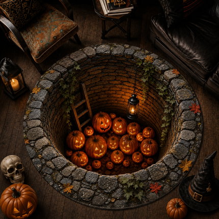 Halloween Round Rug Pumpkin Well Jack O Lantern Doormat
