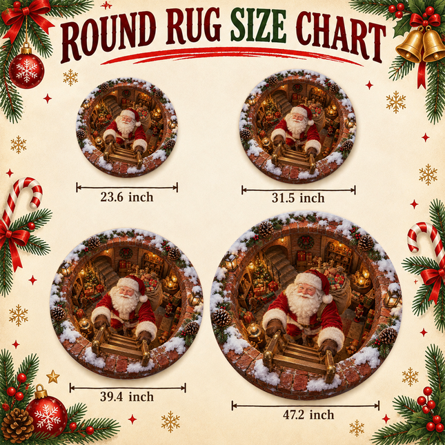 Christmas Round Doormat with Santa Toy Cellar