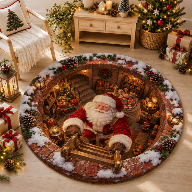 Christmas Round Doormat with Santa Toy Cellar
