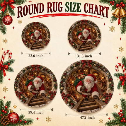 Christmas Round Doormat with Santa Toy Workshop