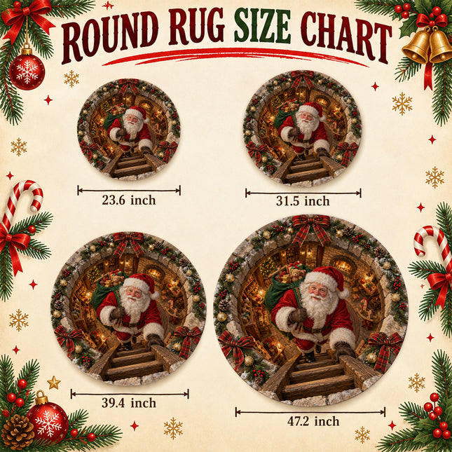 Christmas Round Doormat with Santa Toy Workshop