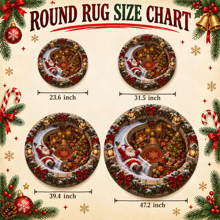Christmas Round Doormat with Santa Snowy Slide
