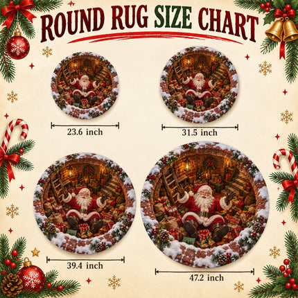 Christmas Round Doormat with Santa Gift Cellar Scene