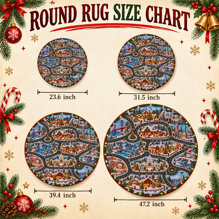 Christmas USA Road Trip Doormat American Landmarks Round Rug
