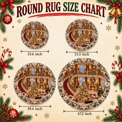 Christmas Round Doormat Elegant Golden Living Room Rug