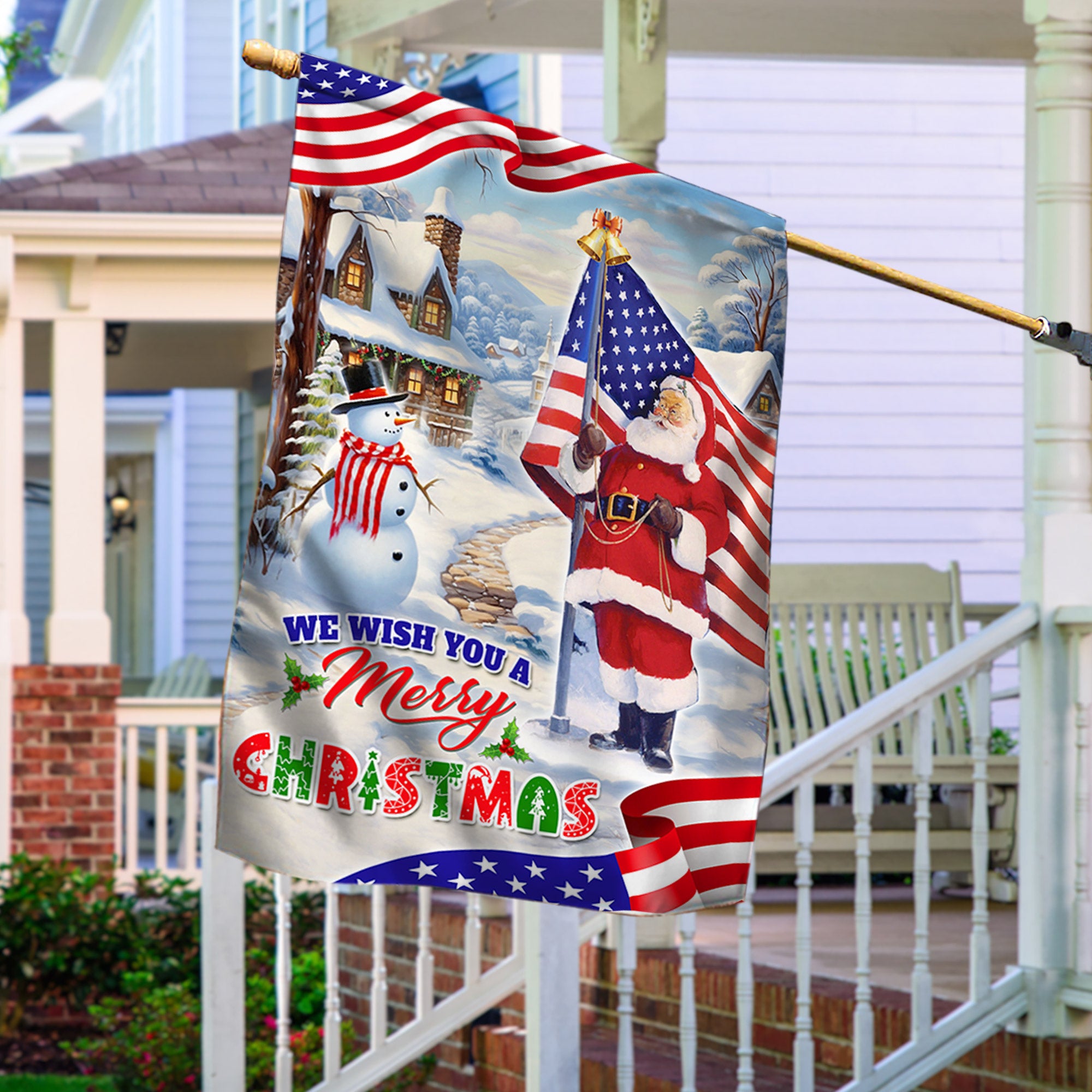 We Wish You A Merry Christmas Santa Claus Flag - Merry Christmas Welcome Gift