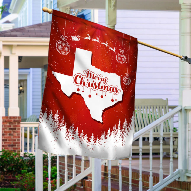 Texas State Xmas Flag - Merry Christmas Welcome Gift - Charming Present