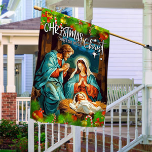 Christmas Begins With Christ Xmas Jesus Flag - Merry Christmas Welcome Gift