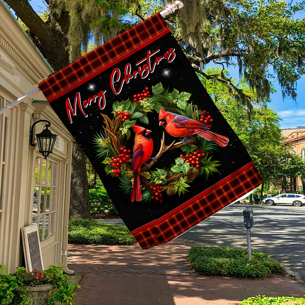 Memorial Cardinal Bird Xmas Flag - Merry Christmas Welcome Gift