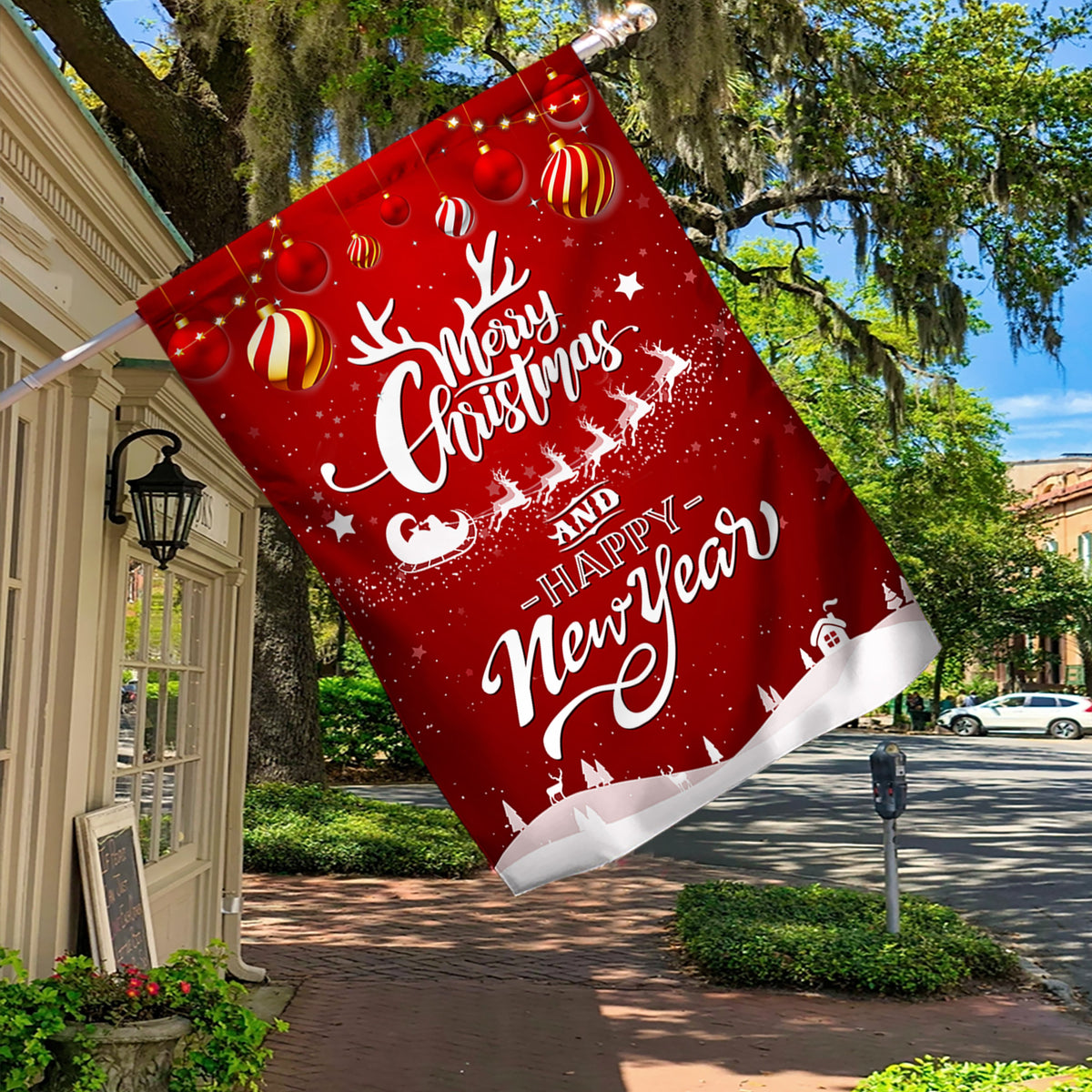 Merry Christmas And Happy New Year Flag - Merry Christmas And New Year Welcome Gift