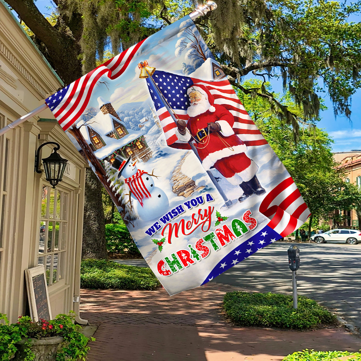 We Wish You A Merry Christmas Santa Claus Flag - Merry Christmas Welcome Gift