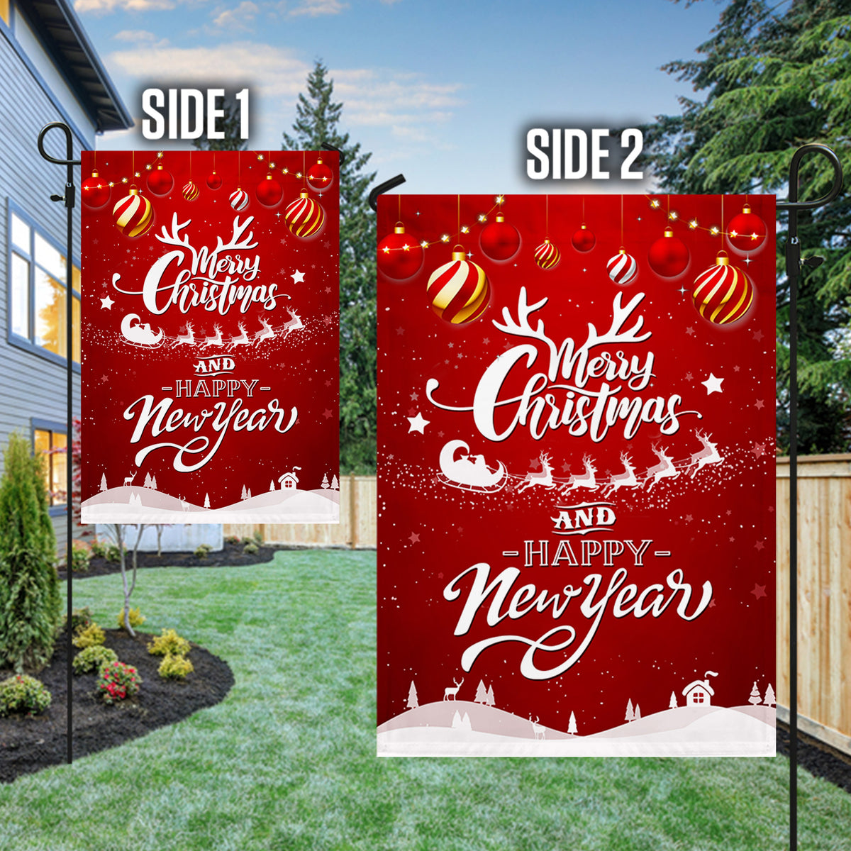 Merry Christmas And Happy New Year Flag - Merry Christmas And New Year Welcome Gift
