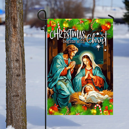 Christmas Begins With Christ Xmas Jesus Flag - Merry Christmas Welcome Gift - Charming Present