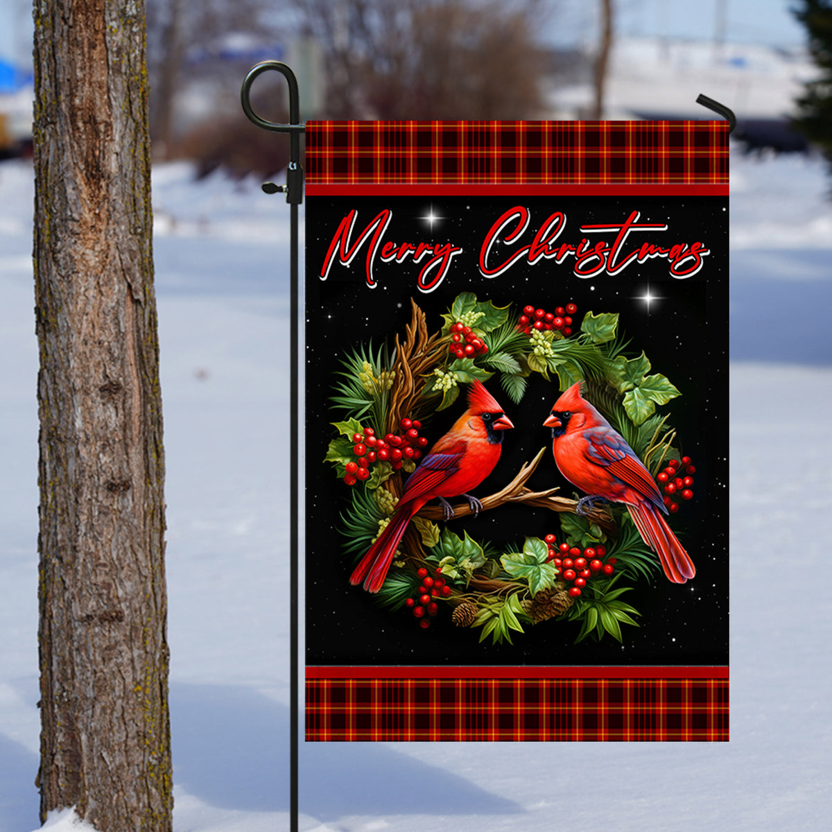 Memorial Cardinal Bird Xmas Flag - Merry Christmas Welcome Gift
