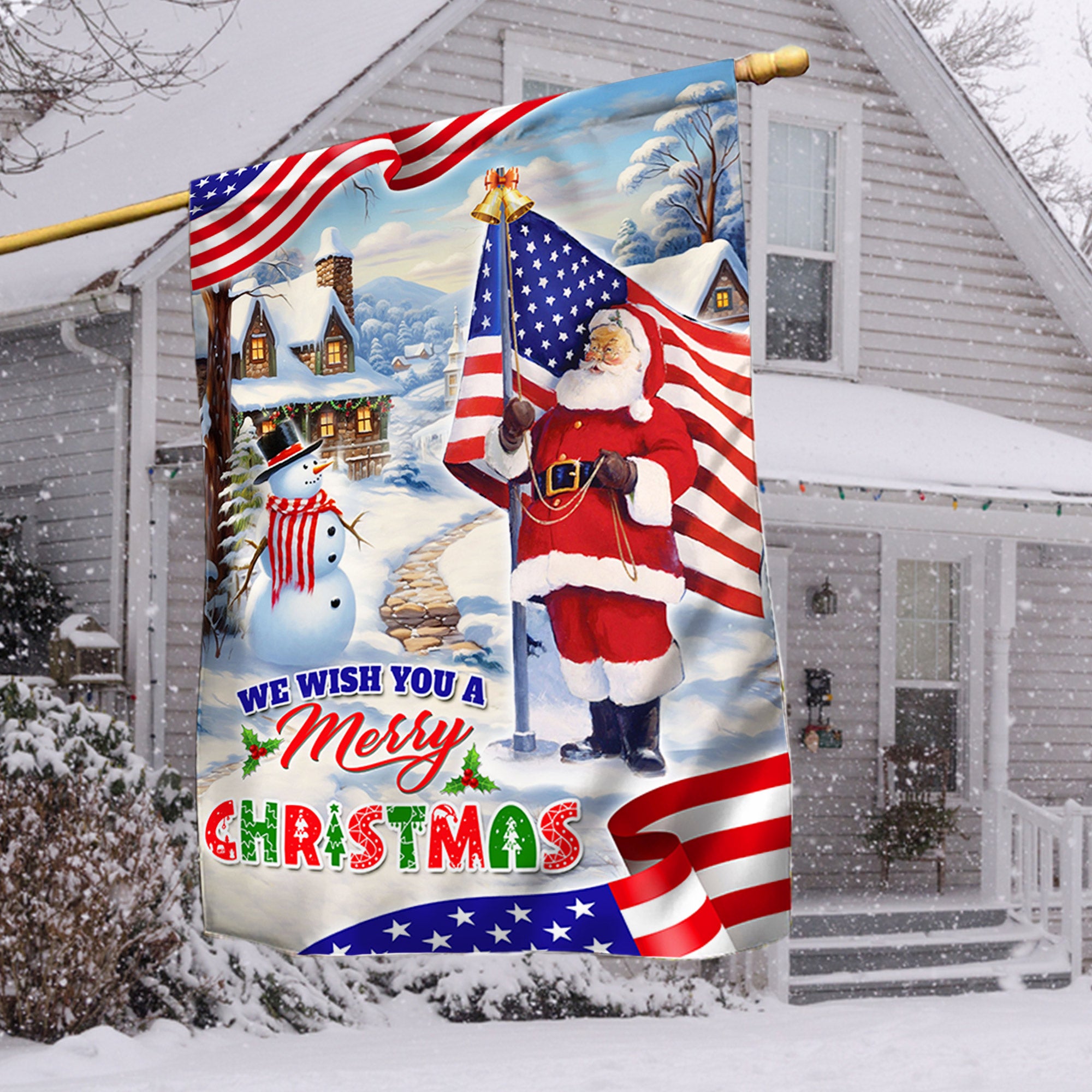 We Wish You A Merry Christmas Santa Claus Flag - Merry Christmas Welcome Gift