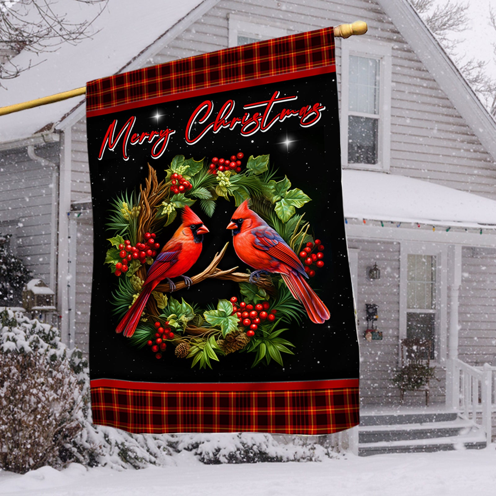 Memorial Cardinal Bird Xmas Flag - Merry Christmas Welcome Gift