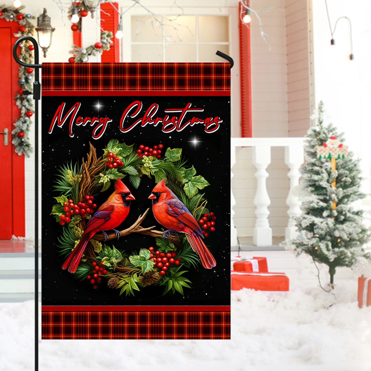 Memorial Cardinal Bird Xmas Flag - Merry Christmas Welcome Gift