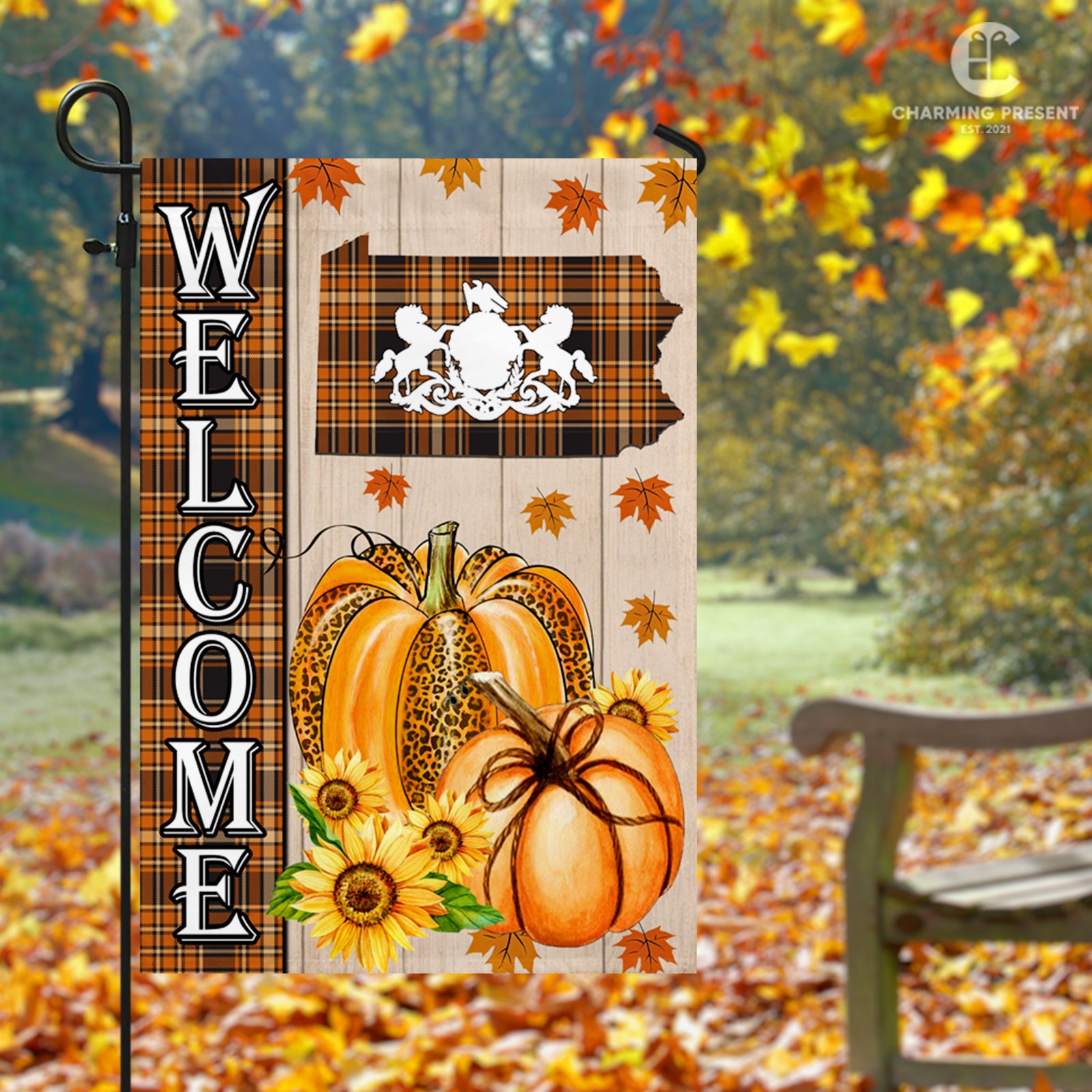 Pennsylvania State Fall Flag - Fall Autumn Welcome Gift