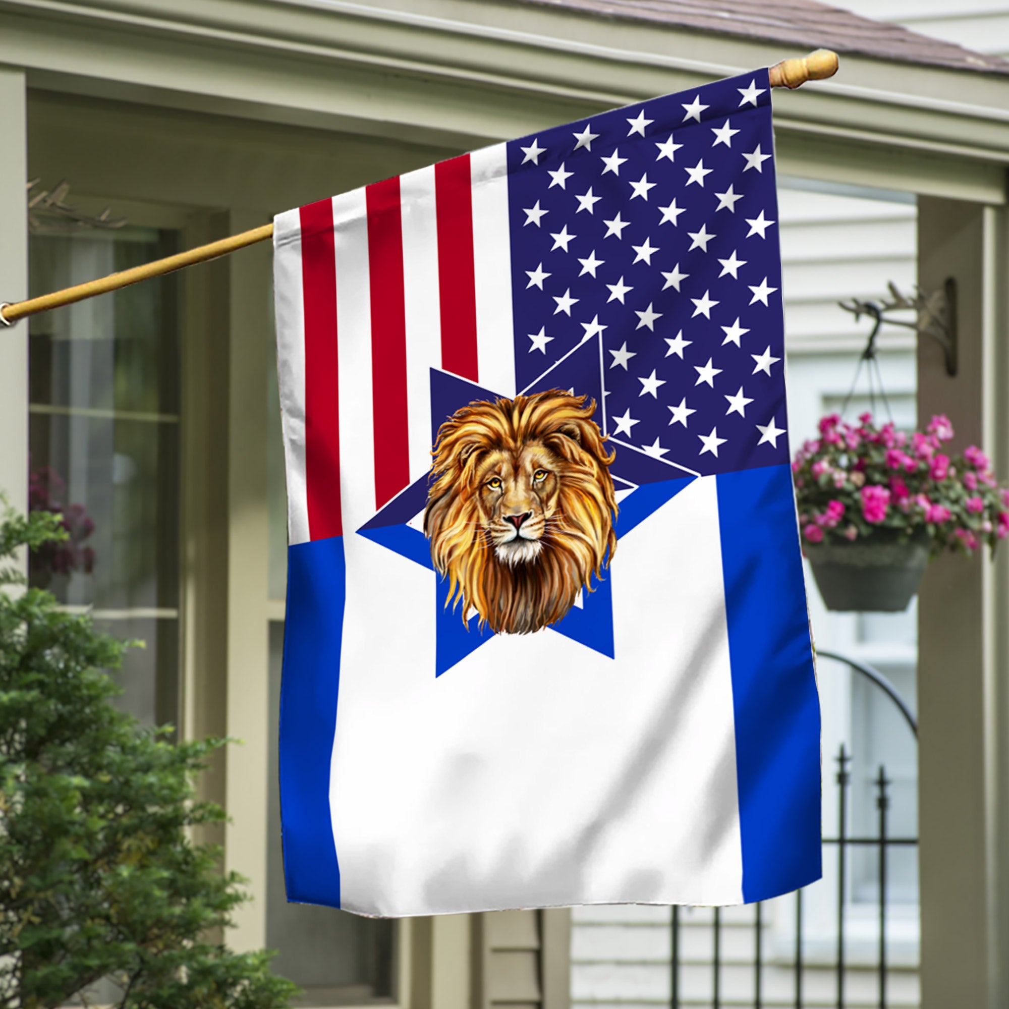 Israel USA Flag Jewish Lion Of Judah American Israeli Flag