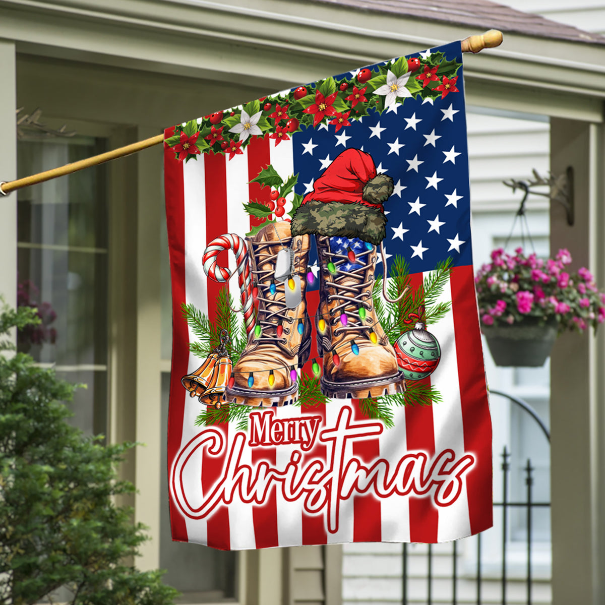 Military Christmas Veteran Boots Flag