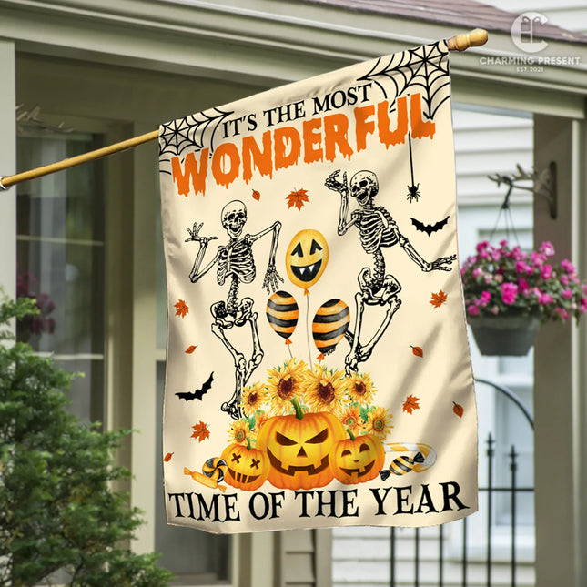 It's The Most Wonderful Time Of The Year Flag - Halloween Welcome Gift Version 3 - Charming Present
