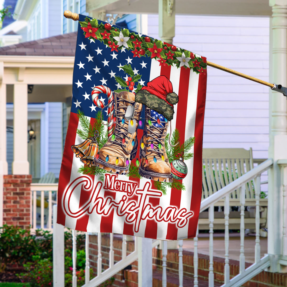 Military Christmas Veteran Boots Flag