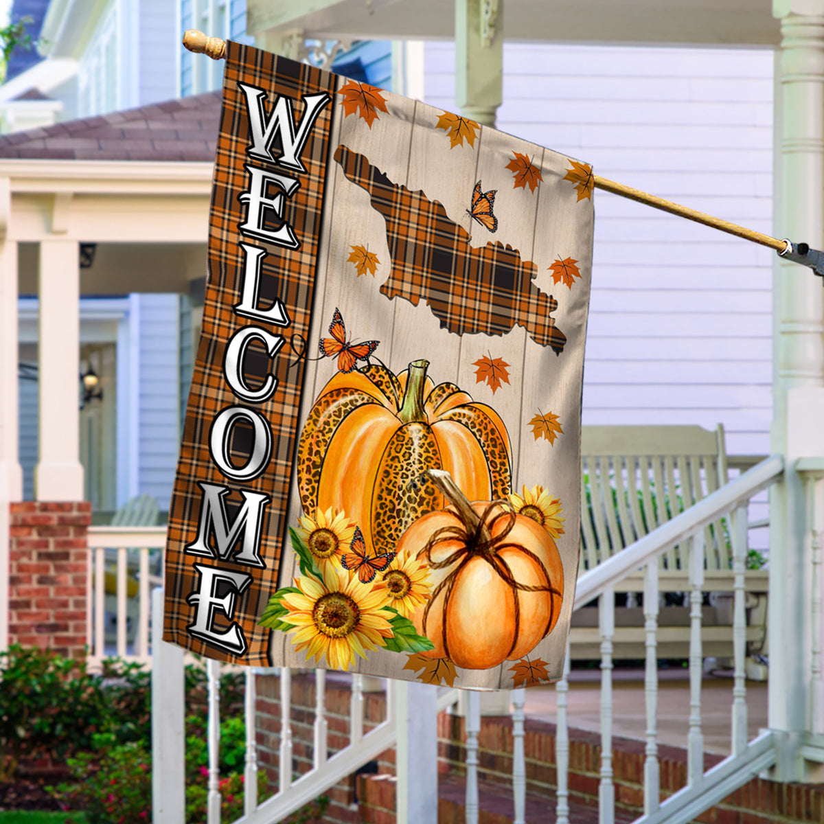 Georgia State Fall Flag - Fall Autumn Welcome Gift