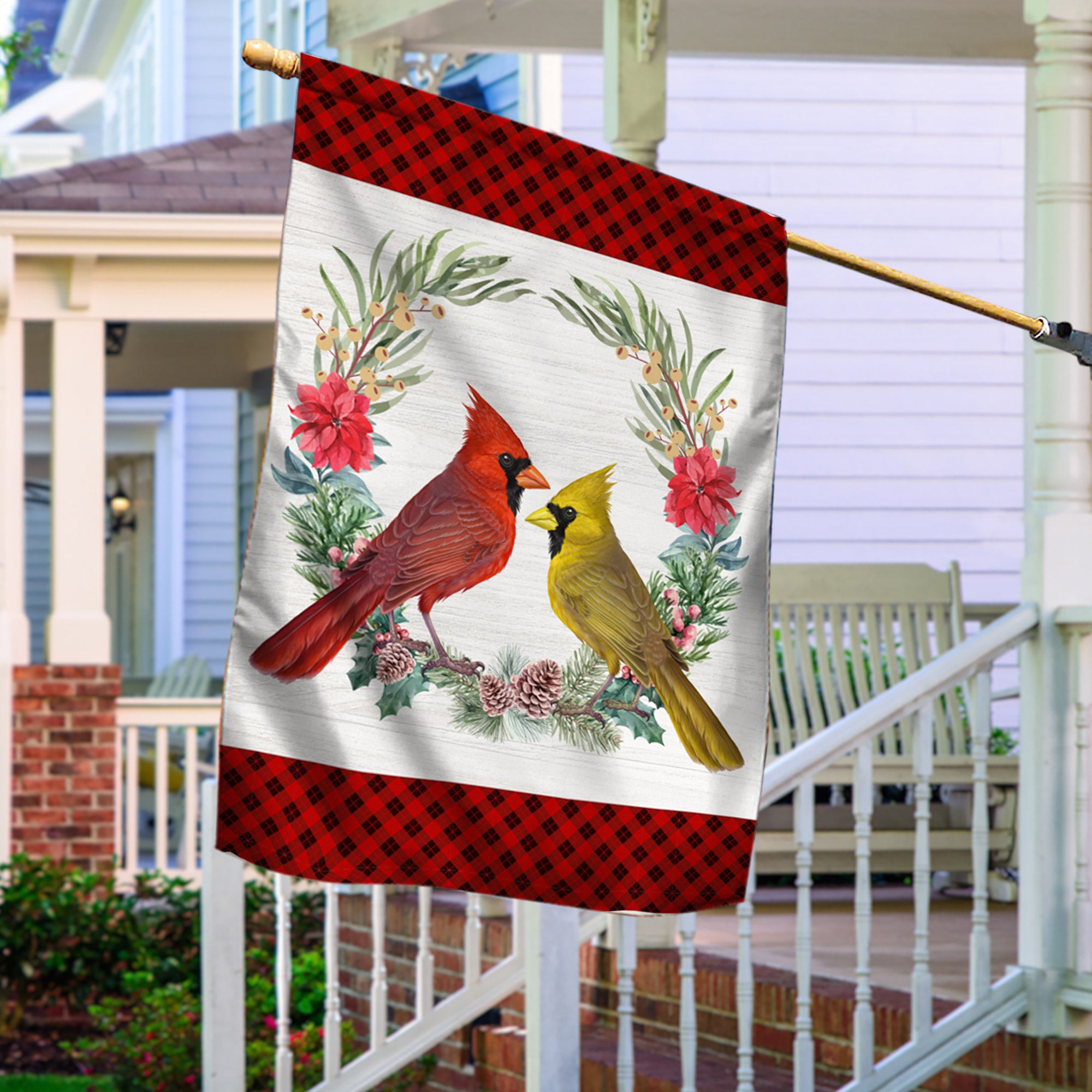 Cardinal Birds Memorial Flag