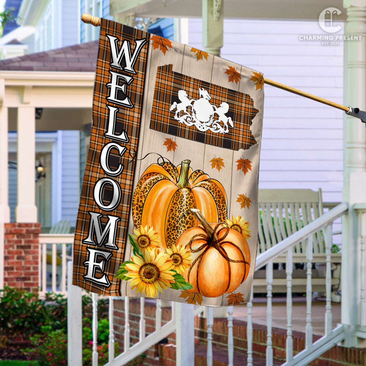 Pennsylvania State Fall Flag - Fall Autumn Welcome Gift