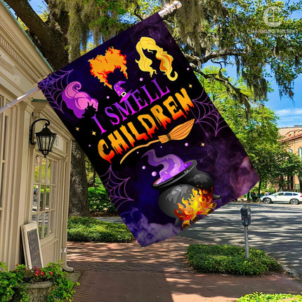 Three Witches Halloween I Smell Children Flag - Halloween Welcome Gift - Charming Present