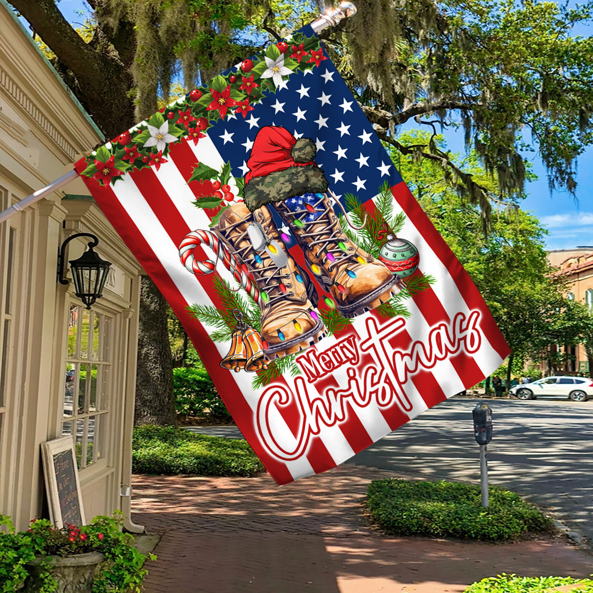 Military Christmas Veteran Boots Flag