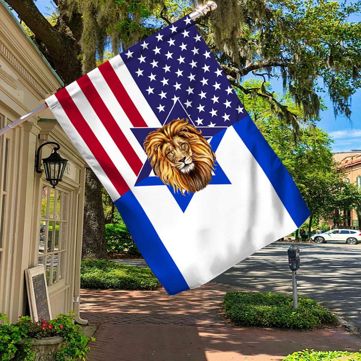 Israel USA Flag Jewish Lion Of Judah American Israeli Flag