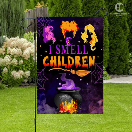 Three Witches Halloween I Smell Children Flag - Halloween Welcome Gift - Charming Present