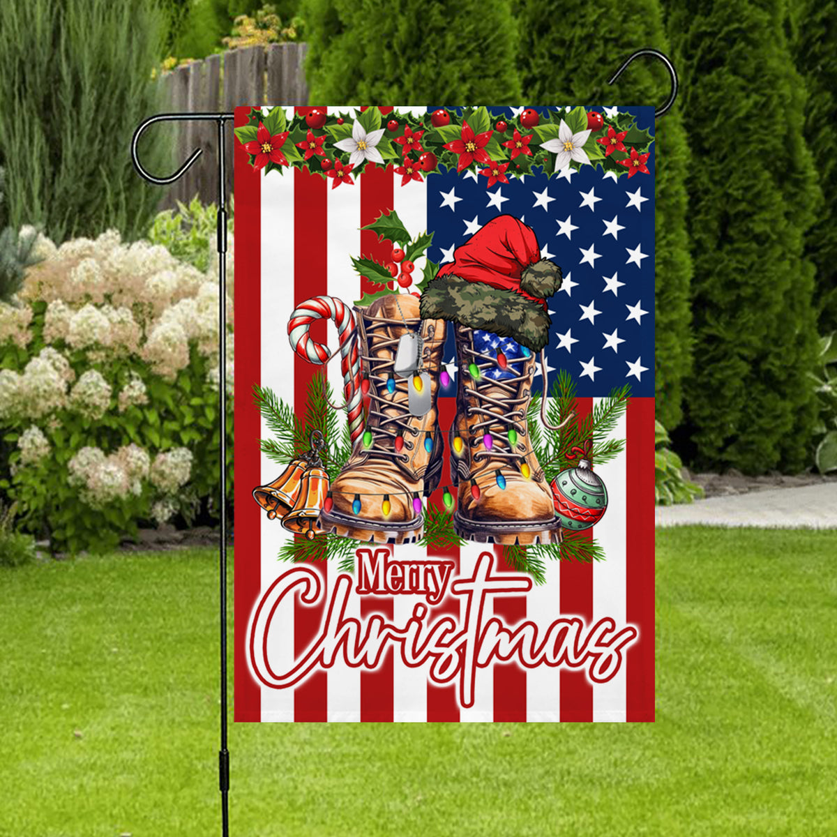 Military Christmas Veteran Boots Flag