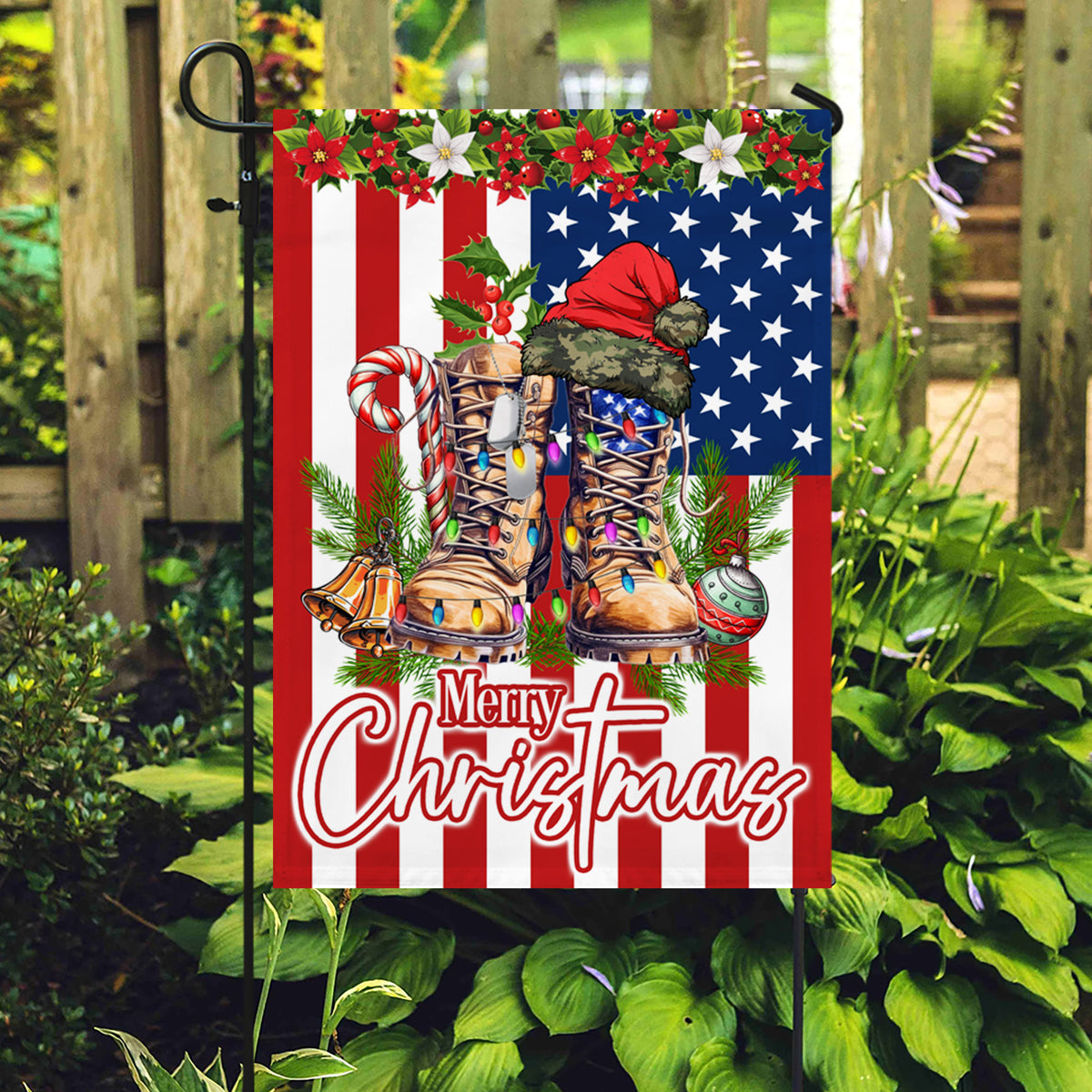 Military Christmas Veteran Boots Flag