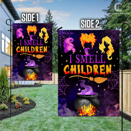 Three Witches Halloween I Smell Children Flag - Halloween Welcome Gift - Charming Present