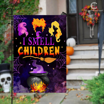 Three Witches Halloween I Smell Children Flag - Halloween Welcome Gift - Charming Present