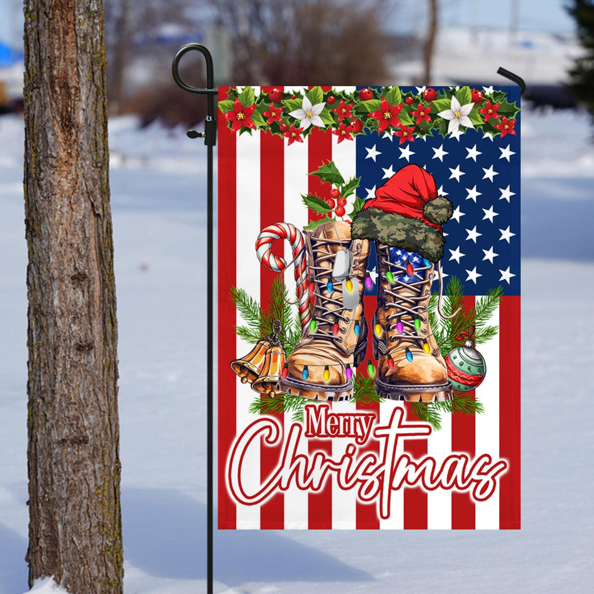 Military Christmas Veteran Boots Flag