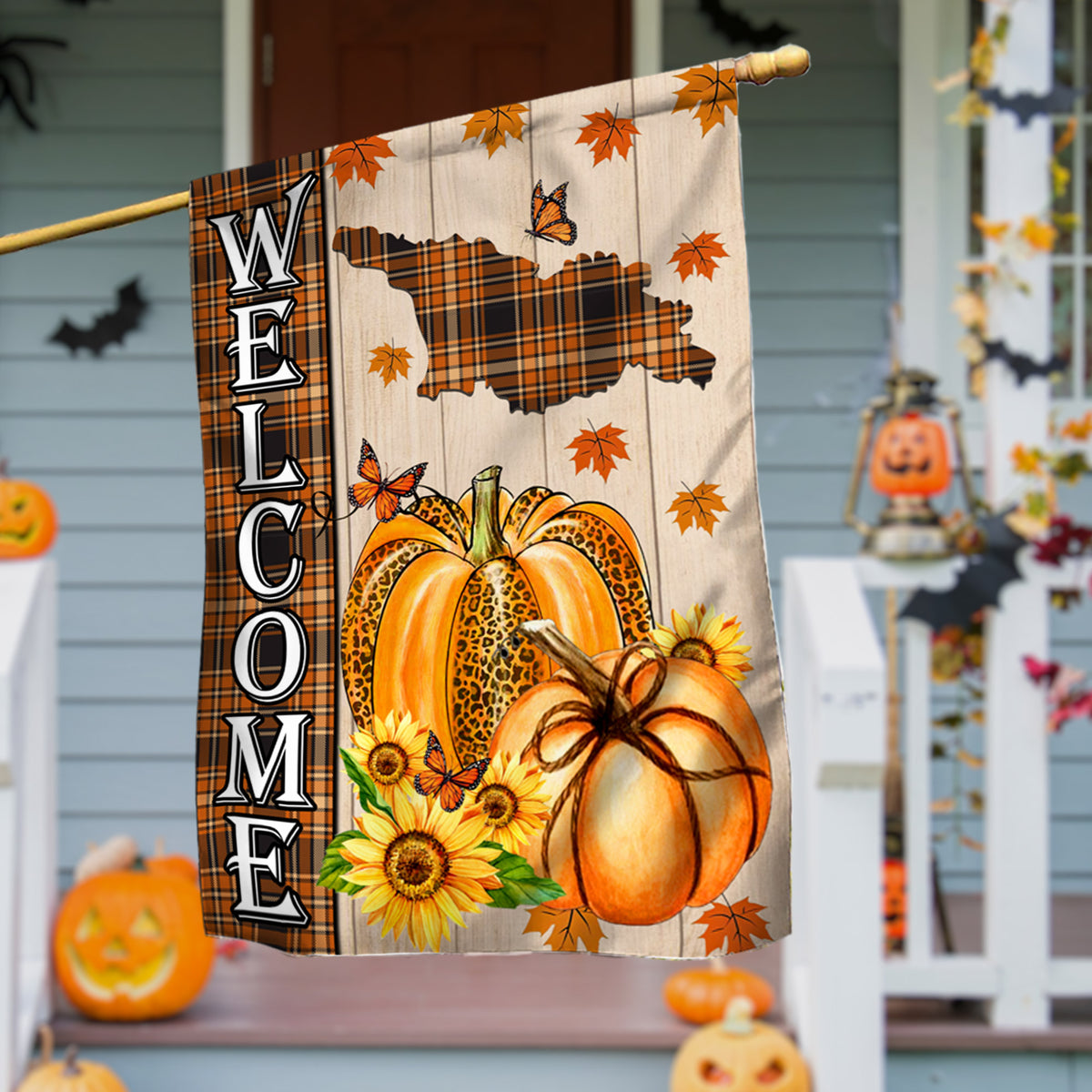 Georgia State Fall Flag - Fall Autumn Welcome Gift