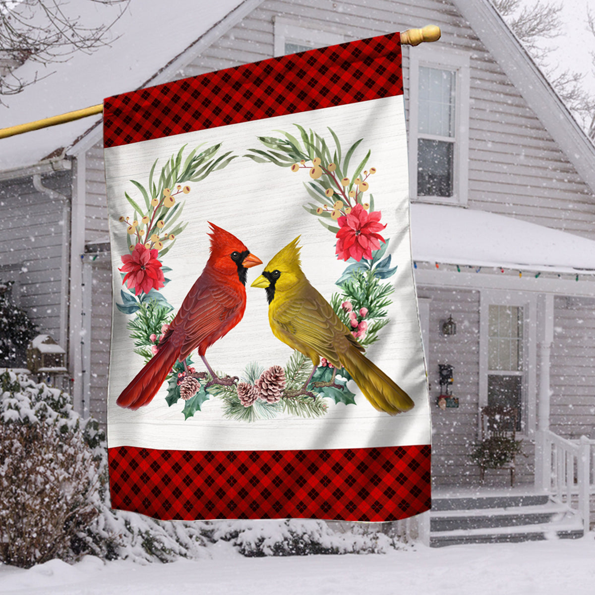 Cardinal Birds Memorial Flag