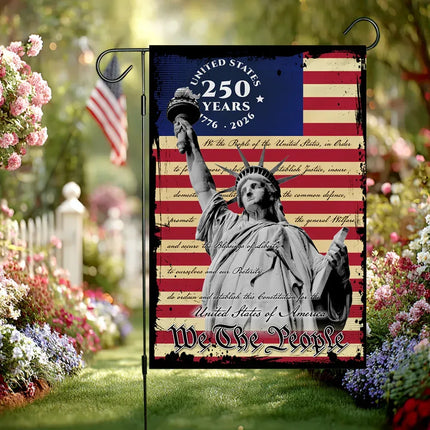We The People Statue of Liberty Garden Flag America 250