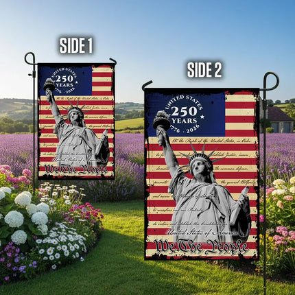 We The People Statue of Liberty Garden Flag America 250