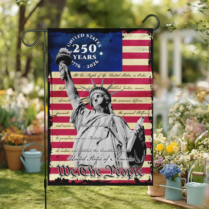 We The People Statue of Liberty Garden Flag America 250